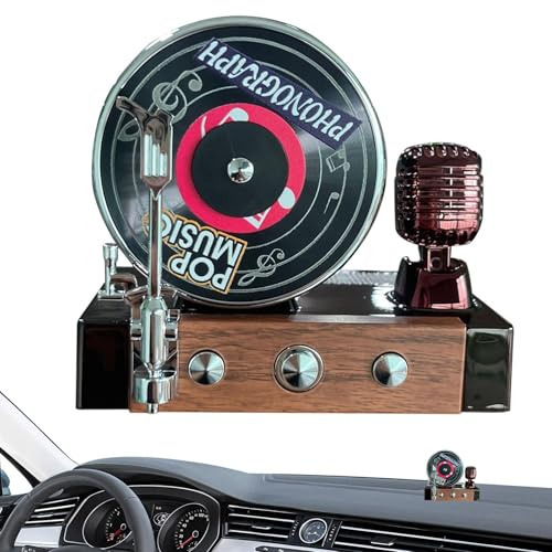 Record Player Car Air Freshener, Record Player Air Freshener, , 360 Degree Rotation Cooler, Creative Style, Retro Aromatherapy Decoration for Adults, Men, Women