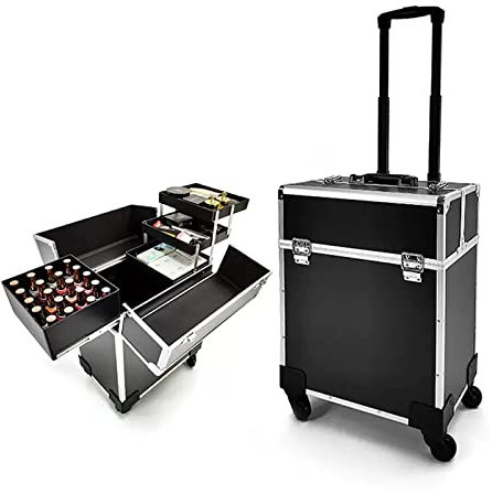 IYUESQ Trousse de Maquillage à roulettes pour maquilleuse Professionnelle, Mallette de Maquillage en Aluminium, Trousse de Maquillage de beauté, Sac de Voyage à roulettes, Organisateur de