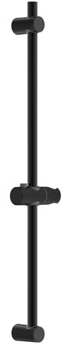 Auralum Barre de Douche 70 cm Inox Noir Support Douchette Réglable 360°Pivotant Fixation Murale par Perçage, Compatible Ø22 mm Universel