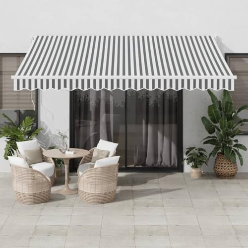 IKAYAA Markise 400x300 Gelenkarmmarkise Markise mit Handkurbel Markisen Balkon Sonnenmarkise Terrassenmarkise Sonnenschutz-Anthrazit und-400 x 300 cm