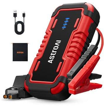 AstroAI Booster Batterie Voiture 8000A, Démarreur Batterie Voiture Portable 12 V, Compatible avec Les Moteurs Essence 10,0 L et Diesel 8,0 L, démarreur Portable 12 V, avec LED, Rouge