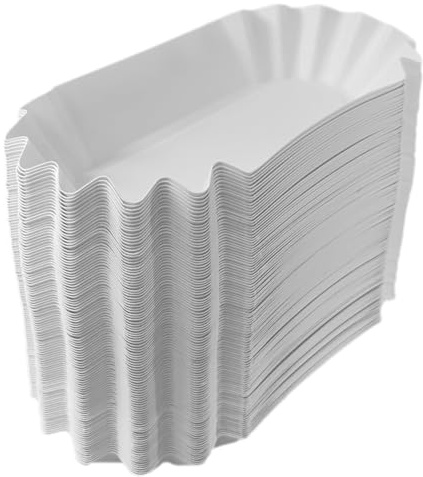 TG-GENT Pommes Schalen 250 Stück KUOB in weiß | 10 x 17 x 3cm Pommesschalen aus Pappe & Currywurst Schale | Pappschalen Einweg bzw. Einwegteller für Gastronomie, Events & den privaten Gebrauch