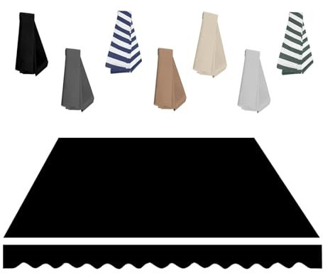 2.0m 2.5m 3.0m 3.6m 4m 5m Telo di Ricambio per Tende Parasole Retrattile da Sole Manuale, Tende da Sole Retrattile di Ricambio per Balcone Patio Esterno(Nero,400x200cm)