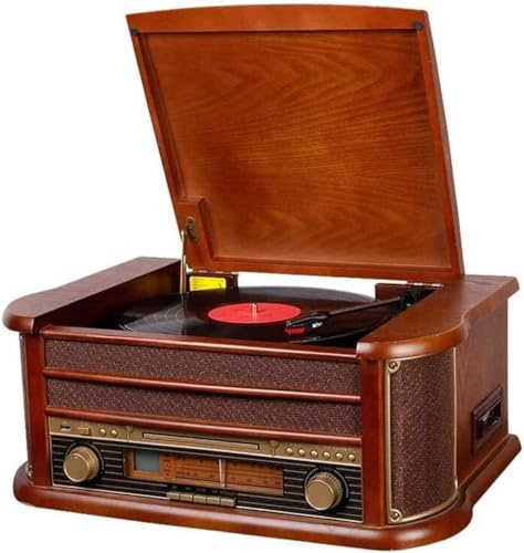 ZJFHEYUO Giradischi retrò Grammofono Bluetooth Giradischi a Nastro in Stile Europeo Giradischi in Vinile Vintage Entry-Level