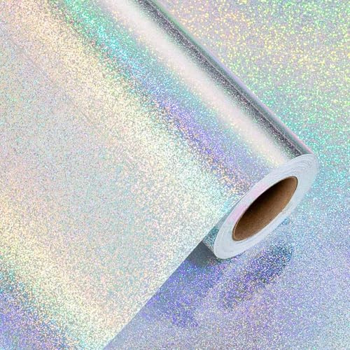 Wikadlik Holographisches silbernes Geschenkpapier für Valentinstag, Muttertag, Geburtstag, Hochzeit, Jahrestag, Feiertage, Weihnachten