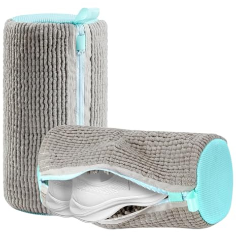 2 Piezas Bolsas para Lavar Zapatillas en Lavadora, Reutilizable Malla 360° Bolsa Lavadora Zapatillas con Cremallera, Funda para Lavar Zapatos en Lavadora para Todo Tipo de Calzado
