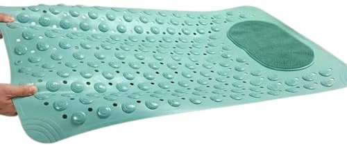 1 Piece Anti-Slip Bathroom Massage Mat – Shower Floor Rug for Home, Bathtub, Toilet, Spa, Non-Slip PVC Shower Mat with Suction Cups, Comfort Foot Massage Rug (Green)