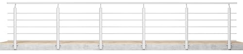 AICA 500x100cm Barandillas de aluminio, Barandilla de escalera, Ángulo de montaje ajustable, uso interior y exterior - Plateado mate - fijaciones lateral