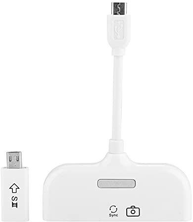 Lecteur de Carte OTG Micro USB vers HDMI Adaptateur HDTV 5 en 1 pour téléphones et tablettes Android Couleur Blanche Taille compacte 6,7 x 2,5 x 1,3 cm