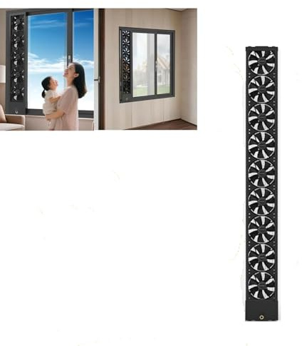 Vertical Window Fan for Sliding Windows, Comfort Zone Window Fan For Bedroom,Window Exhaust Fan for Kitchen, Without Drilling Holes, 35-135cm Optional, for Home, Kitchen, Bedroom & Office(120-125cm)