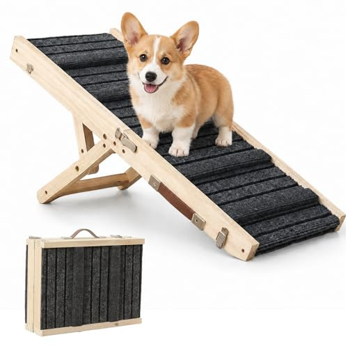 Hundetreppe für Kleine Hunde, Treppe für Hunde rutschfest, Verstellbar Hundetreppe Bett Extrabreite für Sofa, Bett, Auto für KleineHunde