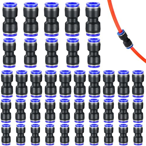 XIAOGUA 40 Pezzi Attacco Rapido Aria Compressa Raccordi Aria Compressa Connettori Pneumatici Raccordi Push To Connect, Raccordo Rapido Push in per Connettori per Aria Senza Strumenti Aggiuntivi
