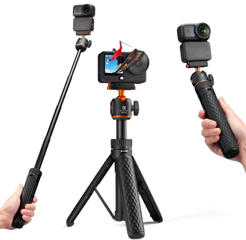 K&F CONCEPT 65 cm Schnellverschluss Selfie Stick Stativ für Osmo Action 6 | Ausziehbares Selfie Einbeinstativ, Magnetische Selfie-Stick, Tischstativ mit 360°-Kugelkopf, Vlogging-Ständer, MS64