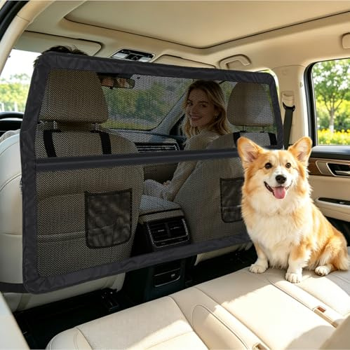 LIROPAU Rejilla para perros para coche, para asiento trasero y maletero