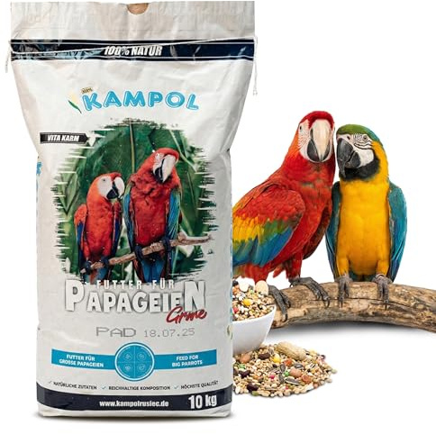 ARPON Papageienfutter | Mischung für Großpapageien | Saatenmischung für Papageien | Vogelfutter für Großsittichen | Körnermischung 10kg | Reich Vitaminquelle