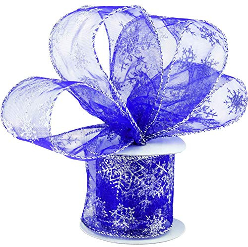 6,3 cm in der Breite Organza Band Schneeflocke Verdrahtet Schier Funkeln Band mit Spule für Weihnachten Dekoration, Geschenk Verpackung, Party Dekoration (Silber, 20 m)