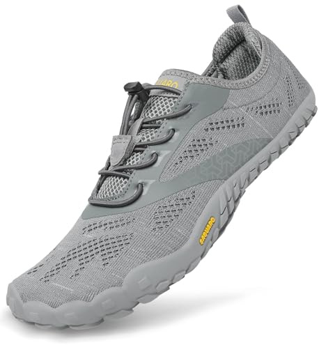 Barefoot-Schuhe für Damen und Herren, zum Trainieren, für Wanderungen auf felsigem Gelände, für zu Hause und im Freien, atmungsaktiv, mit breiter Zehenkappe und flacher Sohle, schwarz (nero fumoso