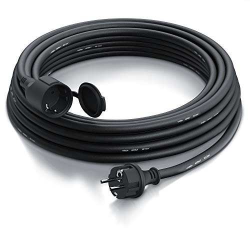 Brandson - Verlängerungskabel Outdoor 3500 W - 3 adrig - Einsatz für den Außenbereich - 5m Meter - IP44 mit Schuko Stecker - Verlängerung Stromkabel – 230 V – mit Schutzkappe - Elektrokabel außen