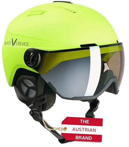 Black Crevice Skihelm Calgary mit Visier, neon gelb mat/Silver, M/L (58-61)…