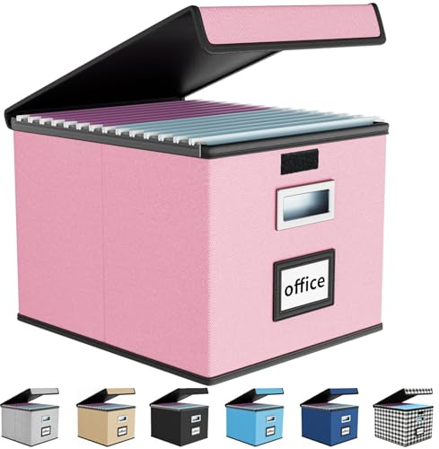 Huolewa File Organizer Box with Lids, Collapsible File Folder Organizer