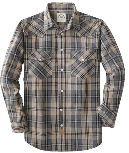 Dubinik® Camicia Flanella Uomo a Quadri a Maniche Lunghe Casual Western Pulsante Invisibile Button con Tasca Regular Fit