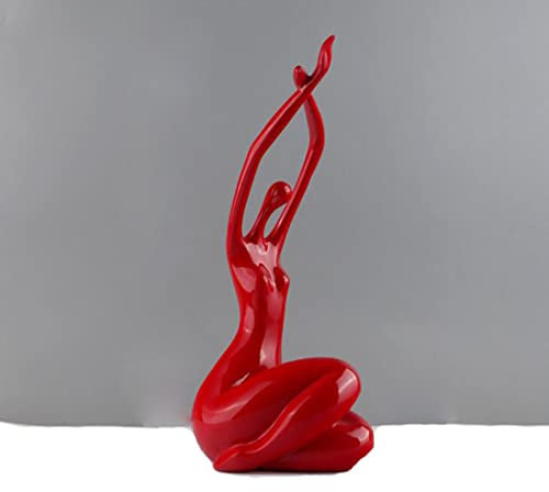 LGYKUMEG Yoga Figur skulptur,DekoFiguren modern Tischdekoration,statuen und skulpturen,Kreative Kunst Dekoration Wohnkultur,Rot,12 * 15 * 34cm