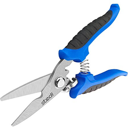 stedi Scissors Heavy Duty, Multipurpose Shears with Finely Serrated Blades,Easy Cutting Electrical Cable Notch, Insulation, Non-Slip Comfortable Handle, Cuts Wire, Carton,Soft Cable