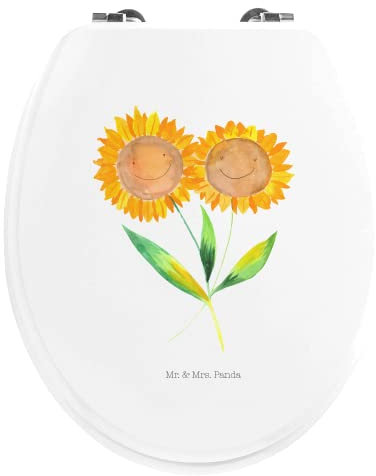 Mr. & Mrs. Panda Motiv WC Sitz Blume Sonnenblume - Geschenk, Klodeckel, Toilettendeckel, Freundschaft, Pflanzen, Blumen, Frühlings Deko, Toilette,