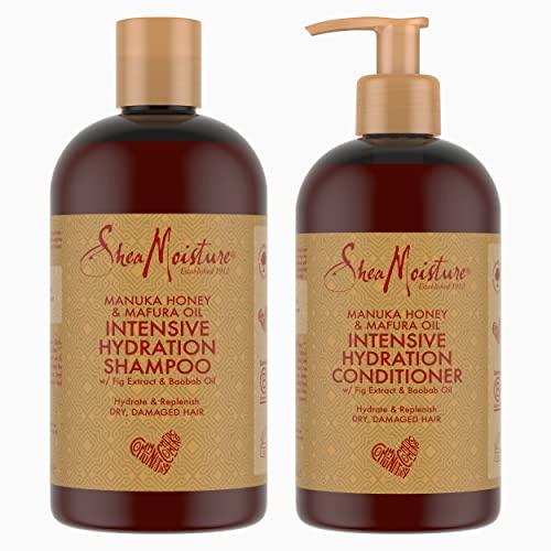 SheaMoisture Après-shampooing Super Hydratant Miel de Manuka & Huile de Mafura, Hydrate et Reconstitue 384ml + Shampooing Super Hydratant Miel de Manuka & Huile de Mafura,384ml