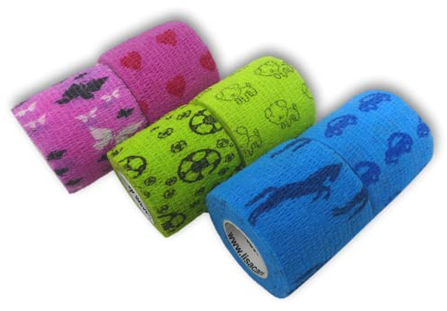 LisaCare gesso per bambini e bambine - 6 rotoli di benda autoadesiva per bambini con motivi - benda coesiva per umani e animali - misura selezionabile (5cm)