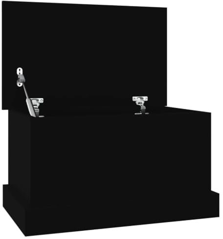 vidaXL Baúl de almacenaje Madera contrachapada Negro 50x30x28 cm