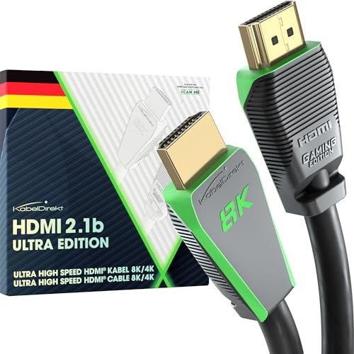 KabelDirekt – Cavo HDMI 10K & 8K, HDMI 2.1b, certificato Ultra Edition per le massime prestazioni – 1 m (48G, Ultra High Speed, 8K@60Hz/4K@144Hz, Gaming PC/PS5/Xbox, certificato HDMI, grigio)