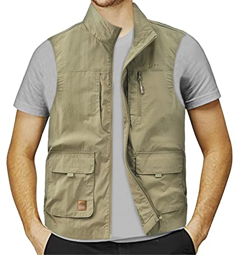 Gefomuofe Gilet da lavoro da uomo, senza maniche, estivo, senza maniche, giacca primaverile, per attività all'aria aperta, in cotone, leggero, per pesca, per attività all'aria aperta, campeggio,