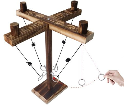 Juxtaposia Ringwurfspiel,Ring Toss Game kann verwendet Werden,um eine Party zu beleben,Ring Toss Hook Geeignet für drinnen und draußen Spielen für Teenagers Aged 14 and Above.(4Leute)