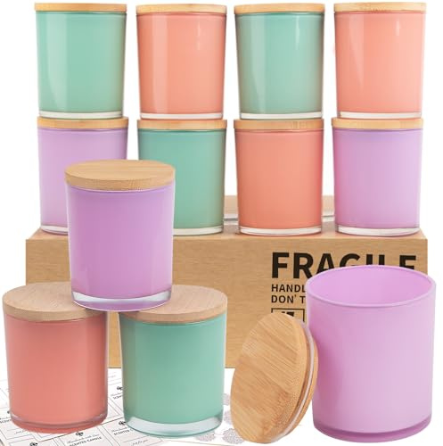 CONNOO Summertime Set von 12 Glasdosen für Kerzen mit Bambusdeckel