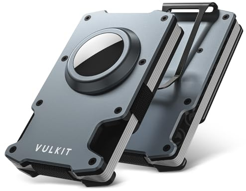 VULKIT Kreditkortshållare med pengarklämma Smal metallplånbok i aluminium med Airtag-hållare RFID-spärrande korthållarplånbok för män