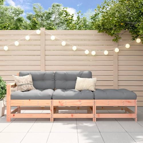 Homgoday 3-TLG. Garten-Lounge-Set mit Kissen Massivholz Douglasie Gartensofa Gartenmöbel Set Loungesofa Holzsofa Loungegruppe Balkonmöbel Sitzgruppe Sofagarnitur für Garten Balkon Terrasse