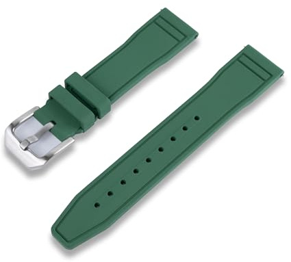 Crafter Blue UX07 20MM Straight End Watch Band FKM Rubber Watch Strap Replacement for All 20mm Width Lug Watches, Green