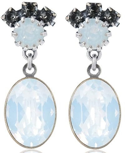 Silberne Ohrstecker Markenkristalle White Opal Ohrringe hängend NOBEL SCHMUCK