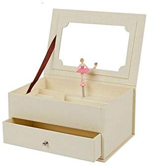 KOHARA Mädchen-Musik-Schmuckkästchen mit Ballerina, Spieluhr aus Holz mit großem (Farbe: D)
