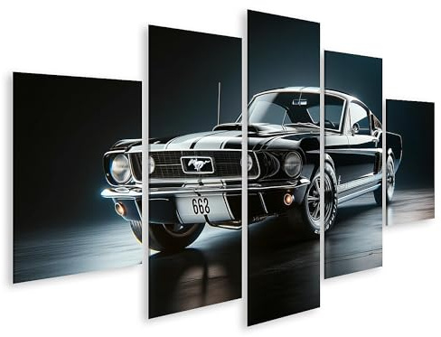 Islandburner Tableau sur toile Voiture muscle classique Design élégant Ford Mustang Années 1960 Images Photos murales Poster