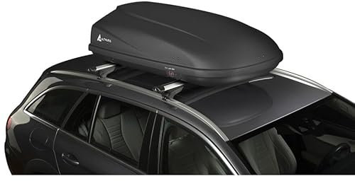 Althura Box Portatutto da Tetto 420L, Baule Auto Aerodinamico con Design Anti-Rumore Brevettato, Universale per Barre Fino a 100mm, Chiusura di Sicurezza Centralizzata, Finitura Nero Ruvido