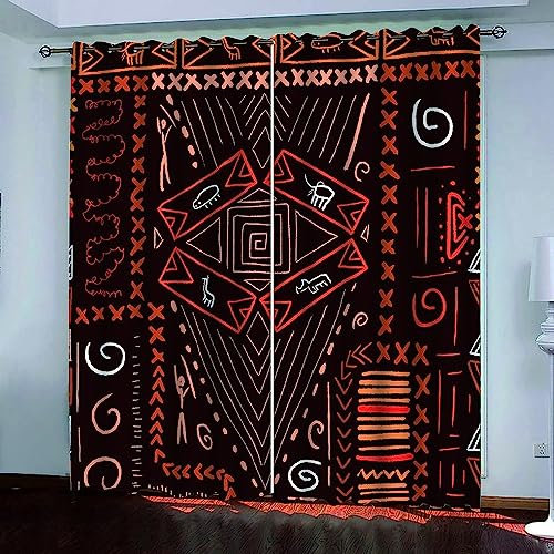Vorhang Blickdicht Gardinen Mit Ösen - 2 Stücke 2 X 70 X 160 Cm Verdunklungsvorhänge 3D Roter Alter Text Muster Thermovorhang Für Kinderzimmer Schlafzimmer Weihnachtsgardinen -5O6V4E8F7W8O3A7W6T9B0M0L