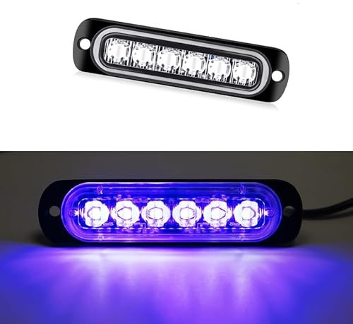 HULUBO Luci stroboscopiche di emergenza LED,6 Pz 6LED Strobe Avviso di emergenza Luce lampeggiante di avvertimento Costruzione Hazard Light Bar per Car Truck Off Road Veicoli (blu)