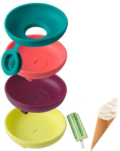 Ice Lolly Holder, 4PCS Drip Free Popsicle Holders, Food Grade Silicone Ice Pop Holder, Reusable Ice Cream Cone Holders, Ice Lollies Drip Catcher, for Kids & Kitchen Gadgets