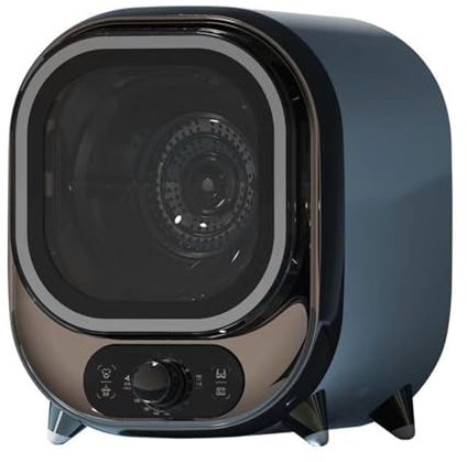 DOJOEUU Small Tumble Dryer, Portable Table top Dryer with 0.8kg Double Stainless Steel Tub, Dual Temperature Controlled Probe, Freestanding Compact Tumble Dryer for Apartment Home Dorm(Black)
