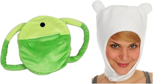 Adventure FINN - Sombrero y bolsa de piloto de invierno con gorra blanca para disfraz de Halloween, NWT (L)