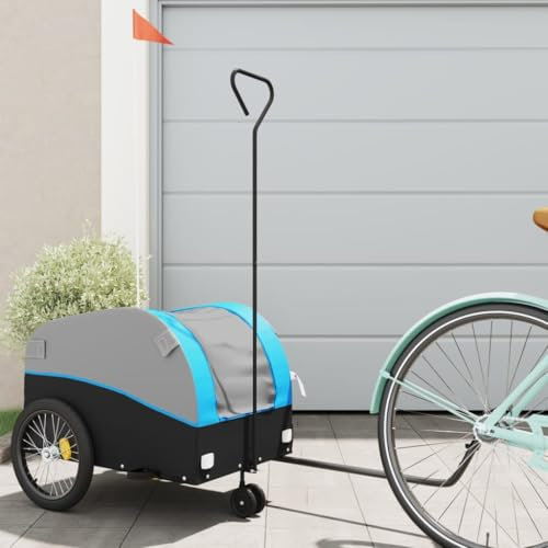 Somanki Fahrradanhänger Schwarz und Blau 30 kg Eisen, Fahrrad Anhänger, Lastenanhänger, Handwagen, Fahrrad-lastenanhänger, Lastenfahrrad - 94142