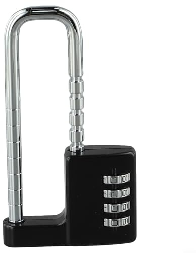 Hasaller Candado de combinación para exteriores, impermeable, ajustable, largo, 4 dígitos, contraseña, candado resistente con código, candado de combinación para escuela, gimnasio, casillero,