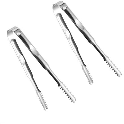 2 Stück 201 Edelstahl Zuckerzange, Silber Eiszange, 21cm Zangen Candybar, Multifunktional Servierzange, Waschbar Eiswürfelzange, Metall Servierzange Klein, für Eis, Obst, Brot, Gemüse